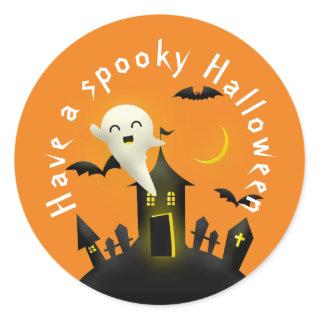 Cute Ghost Have a Spooky Halloween Classic Round Sticker