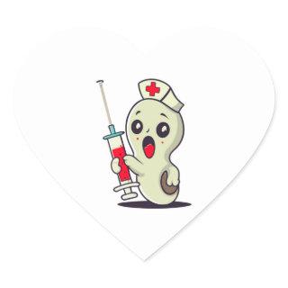 cute ghost nurse holding injection   heart sticker