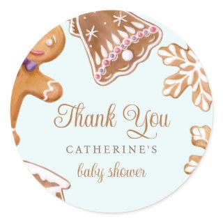 Cute Gingerbread Man Baby Shower Thank You Classic Round Sticker