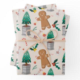 Cute Gingerbread Man Candy Cane Christmas  Sheets