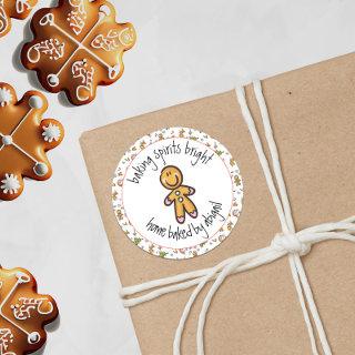 Cute Gingerbread Man Homemade Cookies + Treats Fun Classic Round Sticker