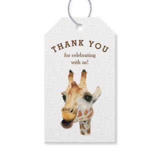 Cute Giraffe Watercolor Baby Shower Thank You Gift Tags
