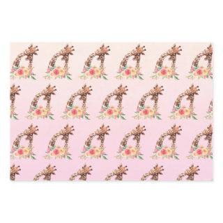 Cute Giraffe Watercolor Mom & Baby Pattern  Sheets