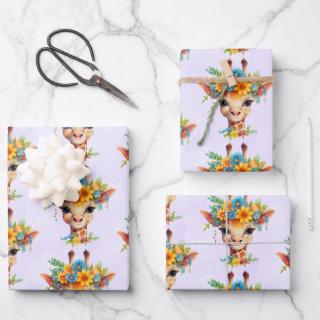 Cute Giraffe with Floral Crown Patterned  Sheets