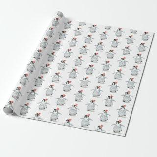 Cute Girly Penguin with Hibiscus Flower Pattern