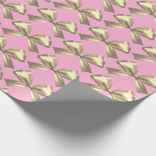 Cute Girly Pink Gold Satin Aesthetic Bow