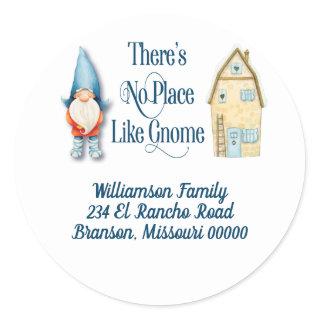 Cute Gnome Family Return Address Typography Classic Round Sticker