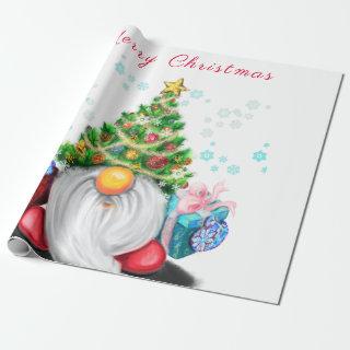 Cute Gnome with Christmas Tree Hat and Gift - Fun