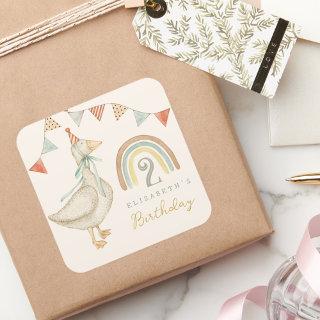 Cute Goose Baby Birthday Square Sticker