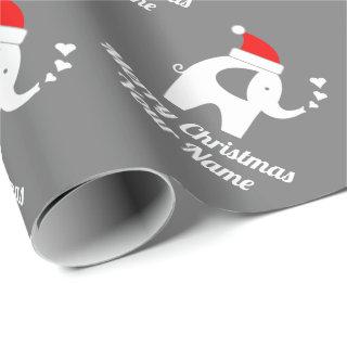 Cute gray Santa elephant kid's Christmas Holiday