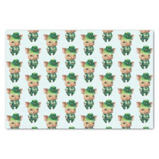Cute Green Fairytale Pig in Fancy Attire Tissue Paper