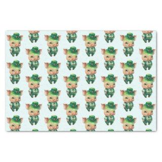 Cute Green Fairytale Pig in Fancy Attire Tissue Paper