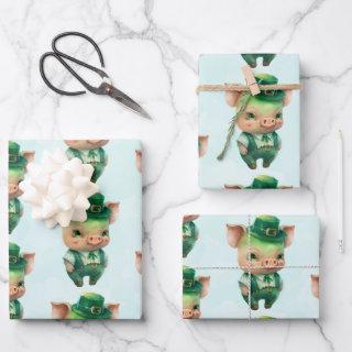 Cute Green Fairytale Pig in Fancy Attire  Sheets