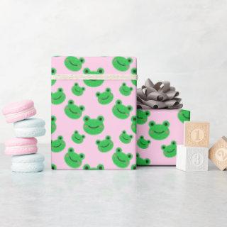 Cute Green Frog Pattern Pink