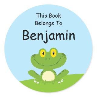 Cute Green Frog This Book Belongs To Classic Round Sticker