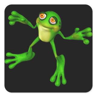 Cute Green Froggy Square Sticker