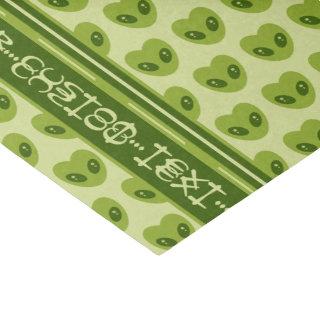 Cute Green Heart-Shaped Alien Your Text in Glyphs Tissue Paper