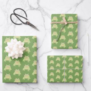 Cute Green Tree Frog - 3x transparent pattern.   Sheets