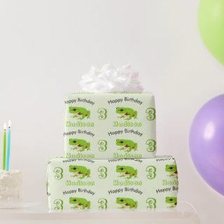 Cute Green Tree Frog Pattern Name Age Birthday