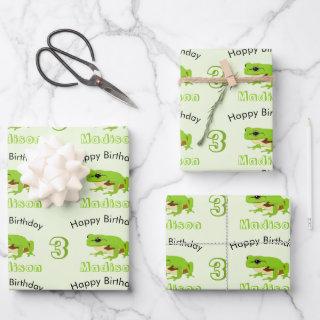 Cute Green Tree Frog Pattern Name Age Birthday  Sheets