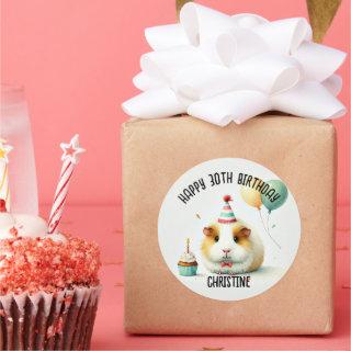 Cute Guinea Pig Birthday Party favours Classic Round Sticker