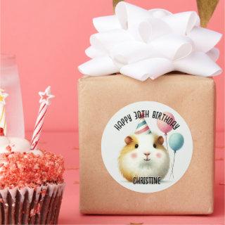 Cute Guinea Pig Birthday Party favours Classic Round Sticker