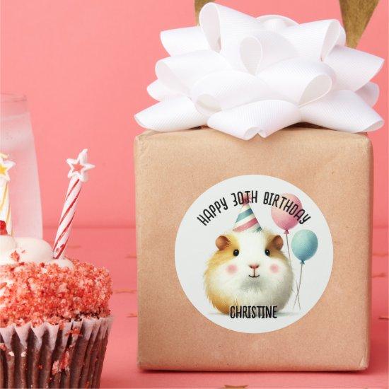 Cute Guinea Pig Birthday Party favours Classic Round Sticker