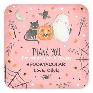 Cute Halloween Ghost Spooktacular Birthday Favor Square Sticker