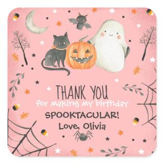 Cute Halloween Ghost Spooktacular Birthday Favor Square Sticker