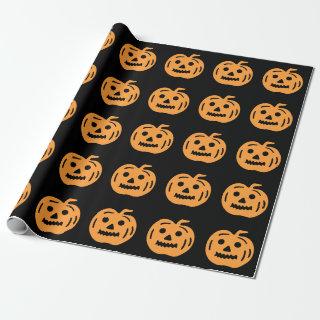 Cute Halloween Jack O Lantern Orange Black Pattern