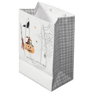Cute Halloween Pumpkin Spiderweb Any Age Birthday Medium Gift Bag