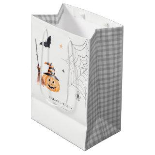Cute Halloween Pumpkin Spiderweb Spooky Wedding Medium Gift Bag
