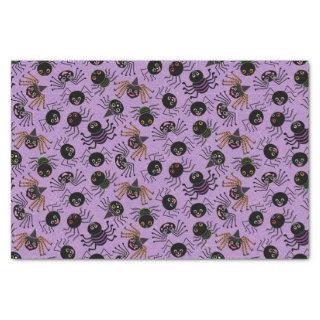 Cute Halloween Spiders on Purple Tissue Paper