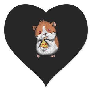 Cute Hamster Guinea Pig Love Pizza Heart Sticker