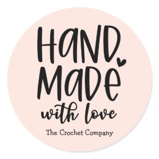 Cute Handmade With Love Blush Business Sticker