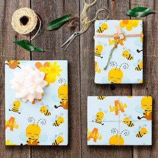 Cute Happy Bumble Bee with Flowers Little Kid  Sheets