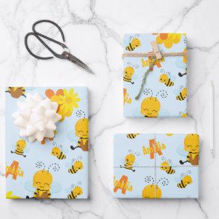 Cute Happy Bumble Bee with Flowers Little Kid  Sheets