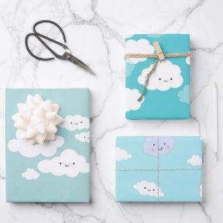 Cute Happy Clouds Blue  Sheets
