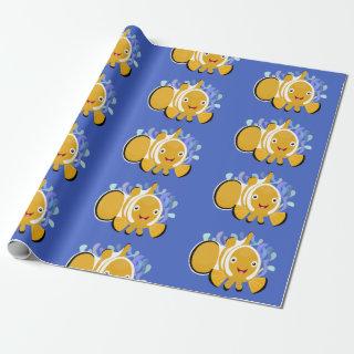 Cute happy clownfish anenome cartoon