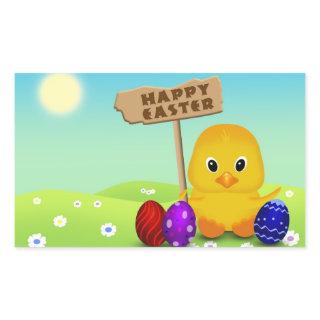 Cute Happy Easter Baby Chick Rectangular Sticker