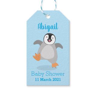 Cute happy emperor penguin chick cartoon  gift tags