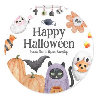 Cute Happy Halloween from watercolor style  Classic Round Sticker