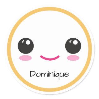Cute Happy Kawaii Face Customizable Sticker Orange