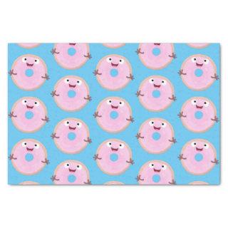 Cute happy pink glazed donut cartoon tissue paper