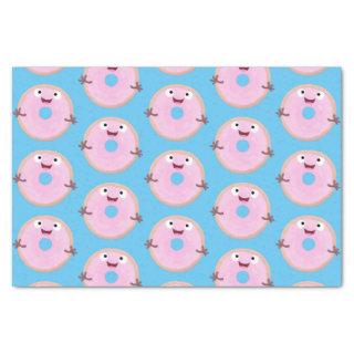 Cute happy pink glazed donut cartoon tissue paper