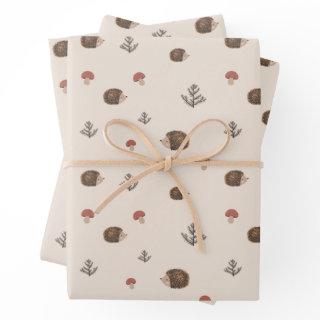 Cute Hedgehog and Mushrooms Forest Pattern  Sheets