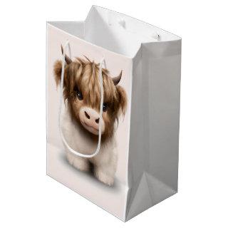 Cute Highlands Scottish Cow Medium Gift Bag