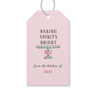 Cute Holiday 'Baking Sprits Bright' Pink  Gift Tags