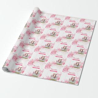 Cute Horse Birthday Pink Floral Personalized