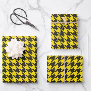 Cute Houndstooth Check Pattern Yellow and Black  Sheets